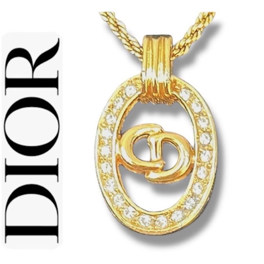 CHRISTIAN DIOR AUTH VINTAGE Gold Signature Necklace